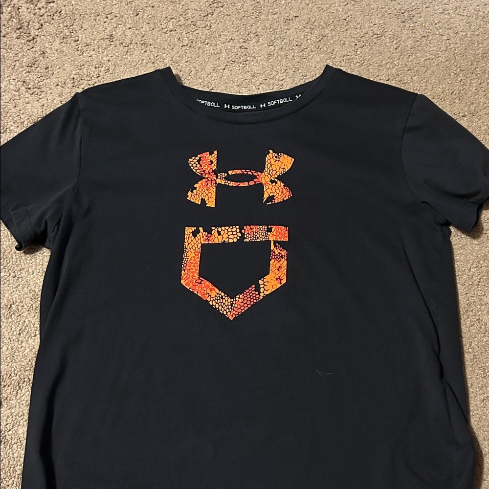 Under Armour Black Tee with Vibrant Orange Graphic
